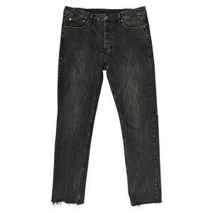 Ksubi Chitch Slim Fit Raw Hem Stretch Denim Jeans in Marbled Black Men’s 34 $220